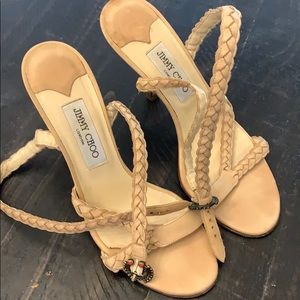 Jimmy Choo Nude Braided Ankle Strap